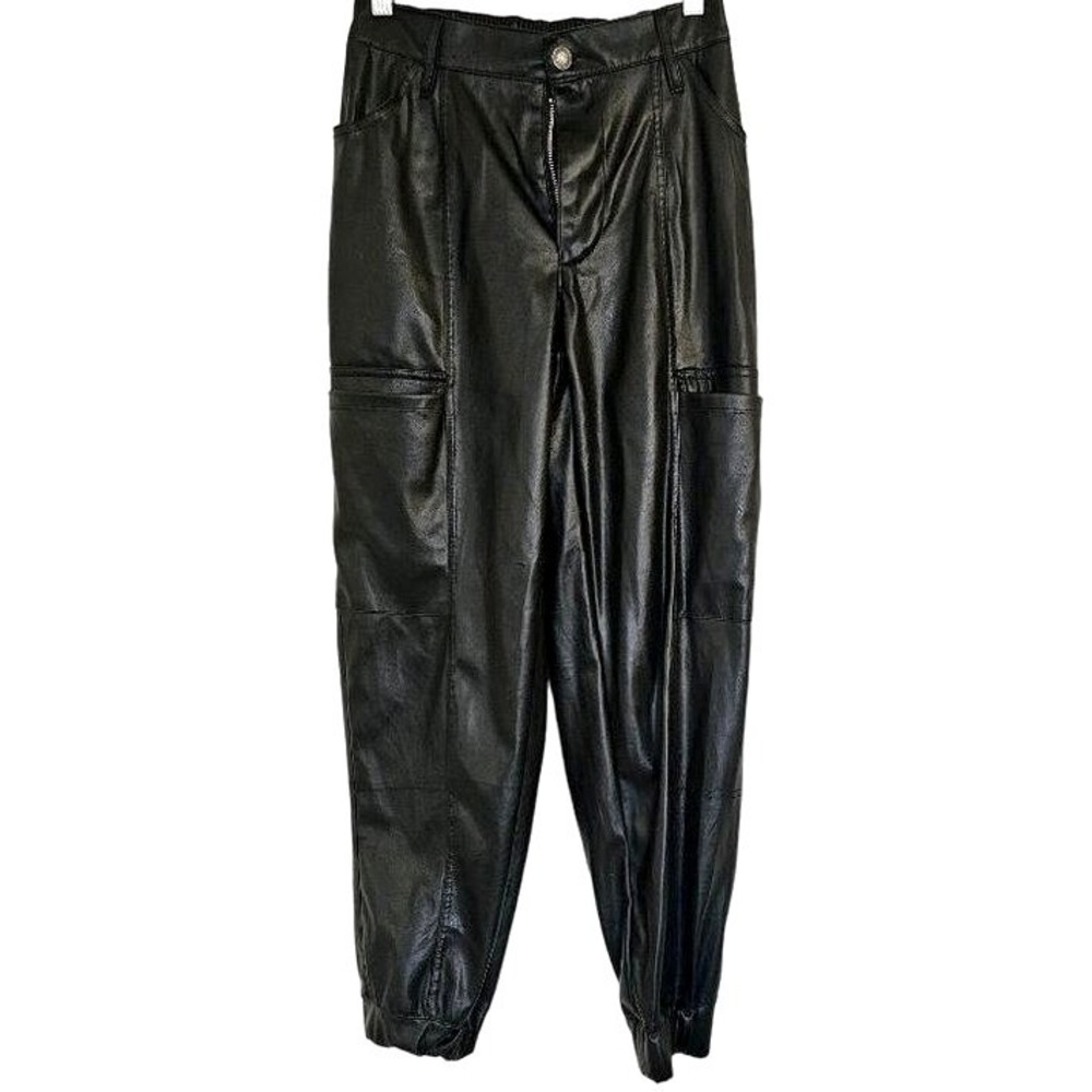 Madden NYC Faux Leather‎ Cargo Jogger Size Small Pull on Black